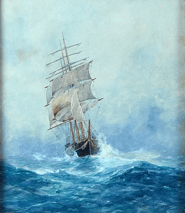 Frederick James Elliott, Tall Ship in Stormy Seas 01 Work of Art