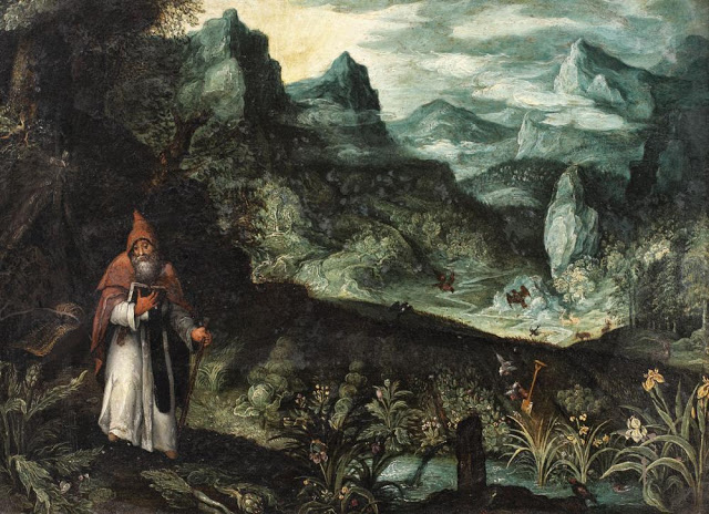 Paul Bril (Cercle of), Saint Anthony Abbot before his field of crops