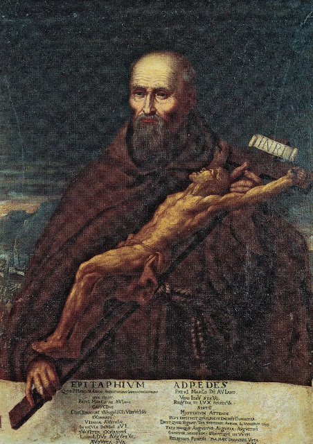 Anonymous ideal portrait of Marco d'Aviano in contemplation of the Crucifix, 1699 (Padua, Capuchin Convent). (1)