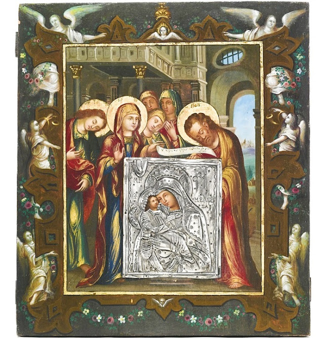 01 Religious Icon, St. Luke presenting the Mother of God with the first ...